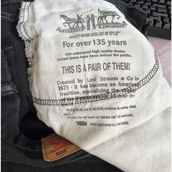 Levi Strauss & Co Black 505 Regular Fit Jeans Size 34x30 - Picture 6 of 8